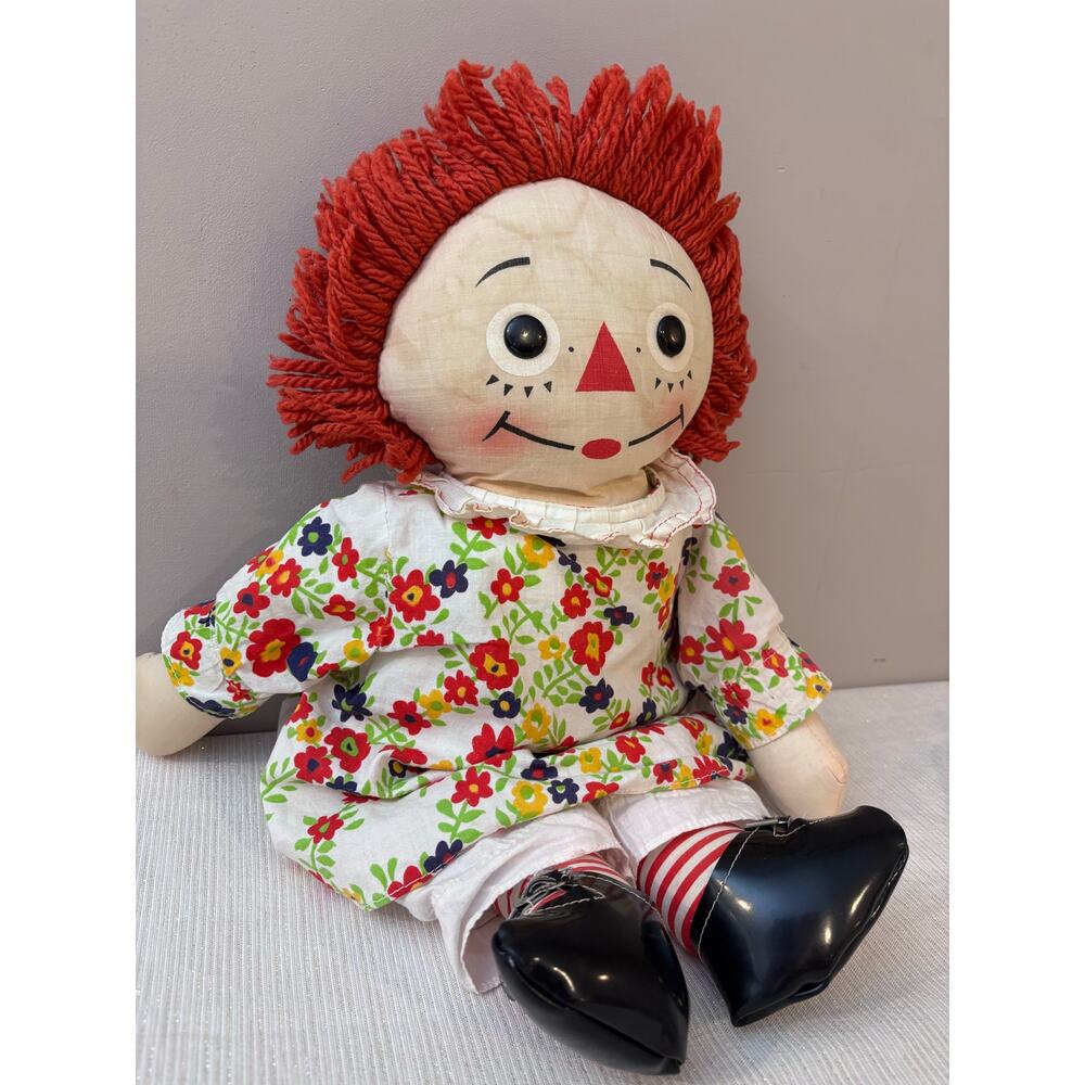 Vtg 1960s Raggedy Ann Doll 18" Teach and Play w/ Outfit and Shoes HTF